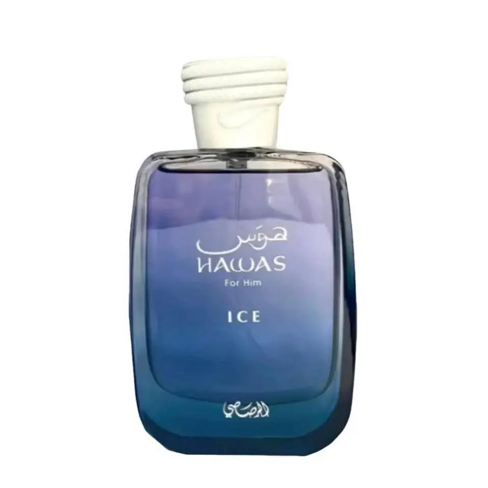 Men's Rasasi Hawas Ice Eau de Parfum (3.4 oz/3 to 3.9 fl oz) - Aromatic Woody Daily Wear Alcohol Base Cologne with Lemon, Spicy Cardamom, Amber, Vanilla, Geraniol Notes, Edp for Adults