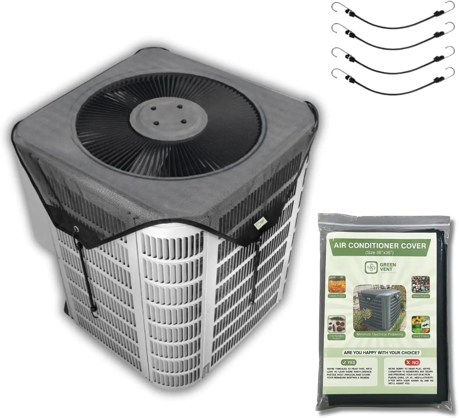 Universal Air Conditioner Cover 36x36, Central AC Unit Screen, Outdoor Heat Pump Protector & Leaf Guard Mesh for Round Compressor