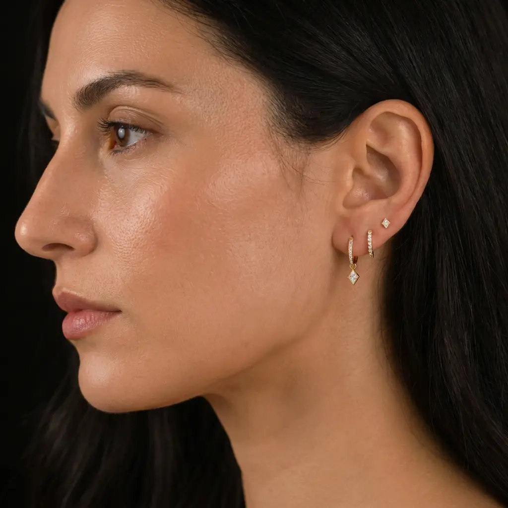 Halcyon 3 Pairs Tiny Gold Stud Earrings for Women, Hypoallergenic Cartilage Piercing Jewelry Set, Stackable Dainty Earrings for Multiple Piercings