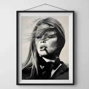 Brigitte Bardot Print Black and White Wall Art , Fashion Aesthetic Art, Vintage Photo | Framless Poster F