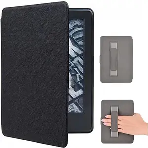 Slimshell Case Cover with Hand Strap Belt for All-New Kindle Paperwhite (11th Generation-2021, 6.8 inch) or Paperwhite Signature Edition, Kindle Accessories, Smart Shell with Auto Sleep/Wake - Black
