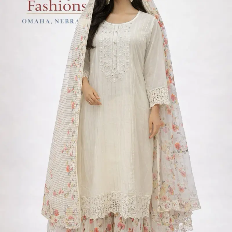 White Sharara Suit