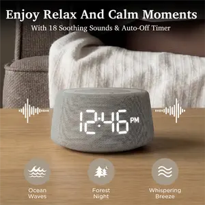 LED Digital Alarm Clock Speaker with Bluetooth White Noise Machine, Gentle Night Light, 2 Alarms, Snooze, LED Display, USB Port for Bedroom, Tabletop, Office Use