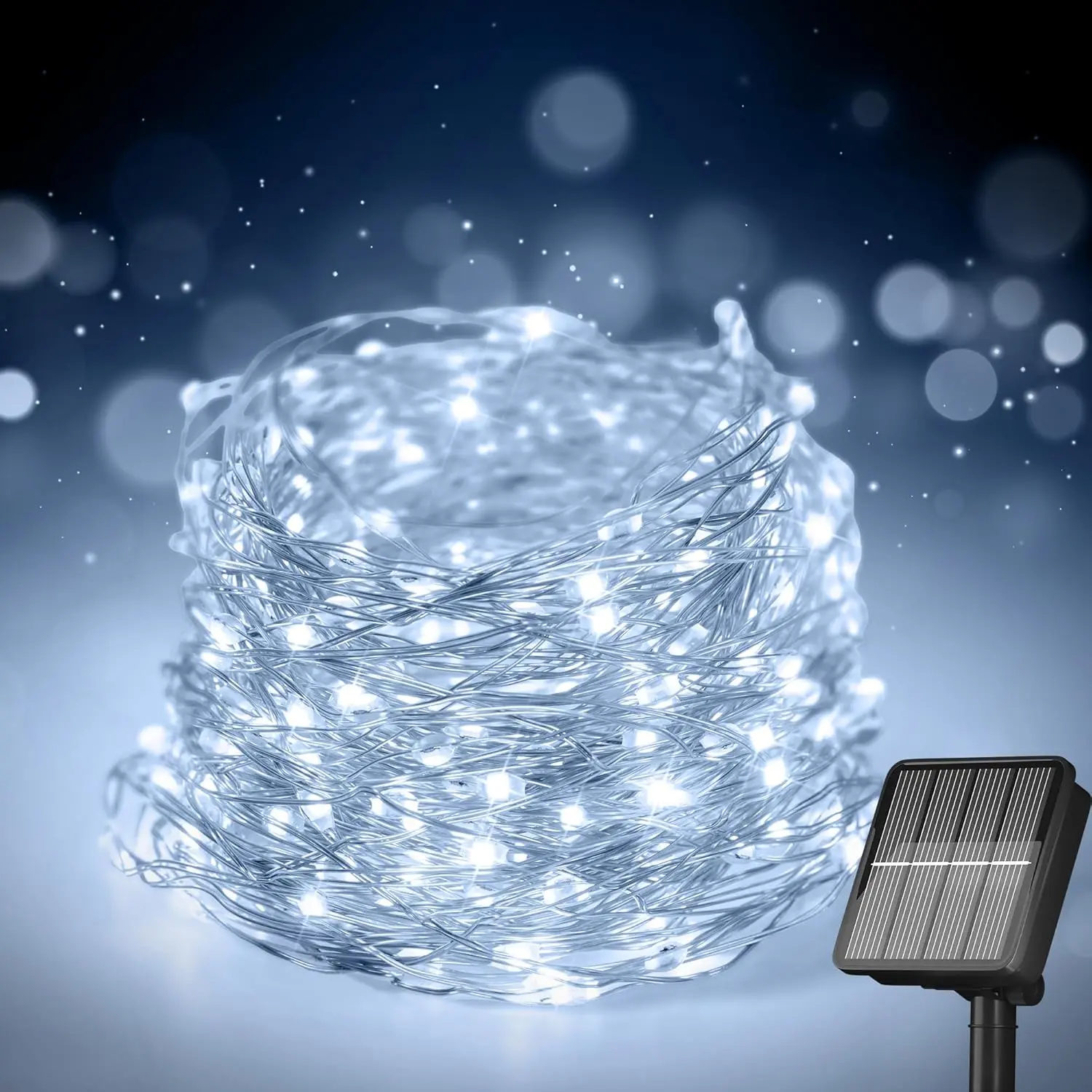 Decorative Solar String Lights Garland - 72Ft 200 LED Cold White Synthetic Vine Lights with Timer, Versatile Modes, Easy Install, Customizable Settings, 9.5Ft Long Almost Invisible Festive Decor for Christmas Tree, Garden Party