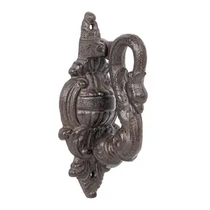 Sungmor Vintage Cast Iron Door Knocker with 8.4" Tall Heavy-Duty Pull Handle, Rustic Dragon Design Antique Brown Door Hardware for Farmhouse Entry Decor, Handle Knockers