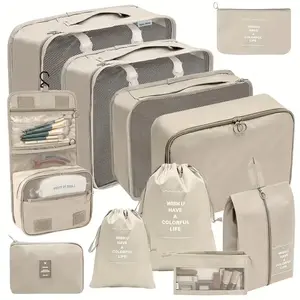 Pure Color Luggage Organizer Set 7-Piece Travel Storage Bags, Travel Clothes Organizer, Suitcase Clothing Shoe Organizers, Includes Digital Bag and Shoe Pouch