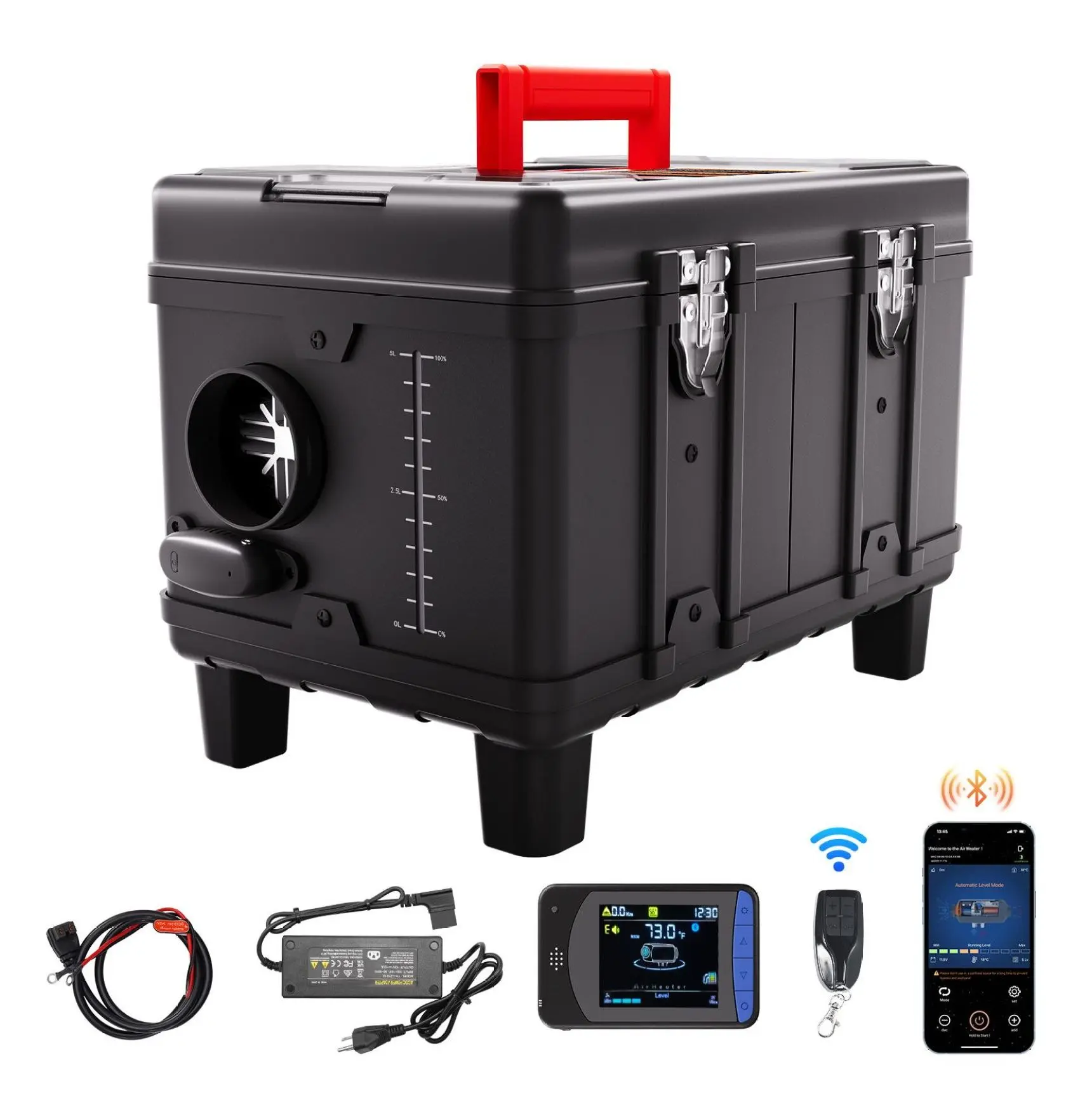 8KW Diesel Heater 12V/24V, Bluetooth Diesel Air Heater with Remote & CO Alarm, Portable Vehicle Heater for RV, Garage, Camping, Fast Heating Default