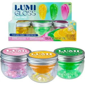 ORB Lumi Gloss Deluxe Slime Kit 3 Pack - Vibrant, Glossy and Smooth Makeup Themed Slime For Kids with Mix - Ins - Citrine Sparkle, Rose Essence, Emerald Glimmer - Fun Resealable Party Favors and Gifts