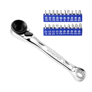 #Summervibes WORKPRO 21-Pack 1/4" Mini Ratchet Wrench, 72-Tooth, Right Angle Screwdriver Mens Gifts, 90 Degree Offset Ratcheting Screwdriver Pocket Mini Low Profile Ratchet Wrench Bit Set for Tight Space