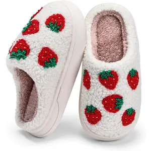 L-BN001 Boys' & Girls' Warm Plush Memory Foam House Slippers, Non-Slip Winter Shoes for 6-7 Years Big & Little Kids (Indoor & Outdoor Use)