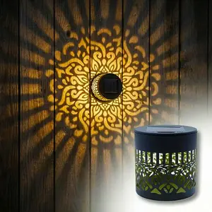 Solar Fence Light Metal Material Solar Powered Outdoor Decorative Lamp Waterproof Wall Patio Stair Lights Mandala Sunflower Theme Garden Gift Outdoor Step Lamps