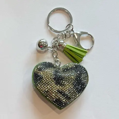 LGS Charms - Hearts - Rhinestone Keychain Fashion Accessory with Tassel