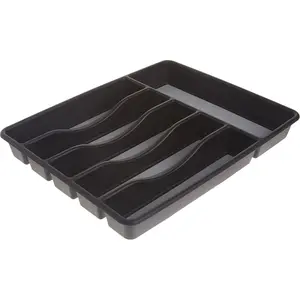 "1994536 No-Slip Silverware Organizer: Large Grey Cutlery Tray" Kitchen Plastic