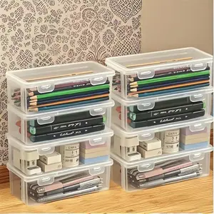 8pcs Transparent Storage Boxes, Large Capacity Organizer, Office Supplies, Pencil Case, Ideal Valentine's Gift, Home Desk Drawer Organizer, Stationary Organizer Holder, Clear Organizer