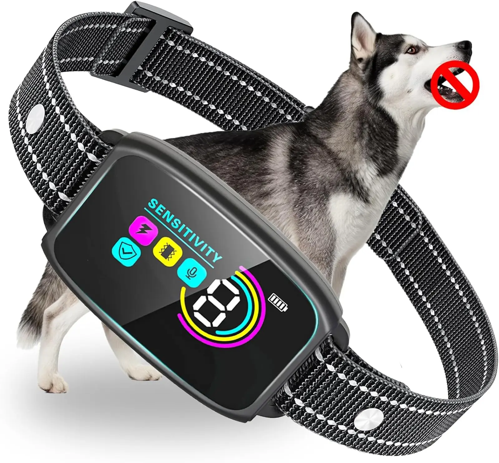Smart Bark Collar - Rechargeable Anti Barking Training Collar with 8 Adjustable Sensitivity, Beep & Shock for Large, Medium & Small Dogs