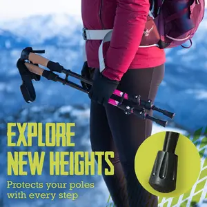 Walking Stick Tips - Pack of 6 Replacement Rubber Cane Tips Fit Most Trekking & Hiking Poles w/Shock Absorption, Grip & Traction Protectors - 11mm Diameter