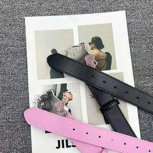 1 PCS KT Cat Belt Women Belt Y2K Belt Hip Hop Belt Korean Belt Jeans Skirt Belt 105 * 3.3 cm/41.3 * 1.3 in adjustable waist buckle