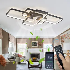 Ceiling Fan with Lights Remote Control Dimmable LED, 6 Gear Wind Speed Fan Light ndoor Flush Mount Ceiling Fan for Living Room,40Inches /35IN