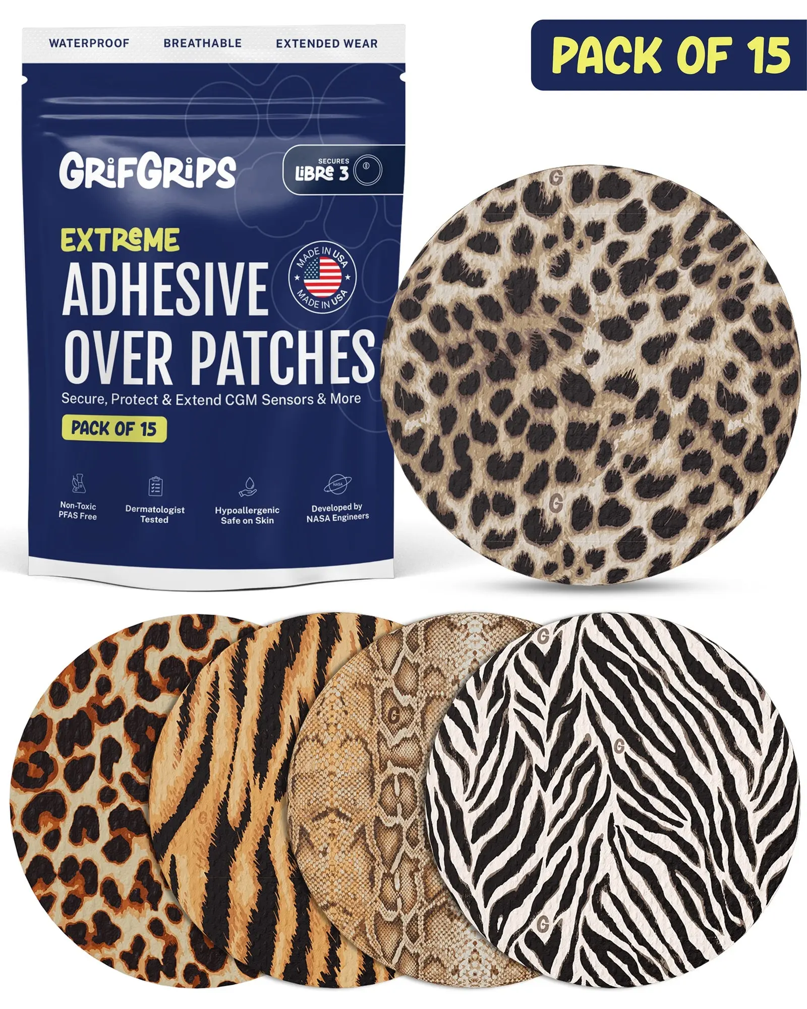 EXTREME - Libre 3/3+ Adhesive Patches - Animal Prints (15 Pack)