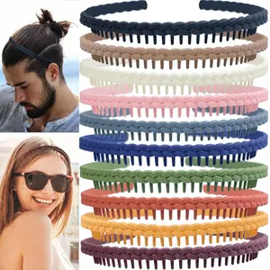 10 Colorful Fine Headbands with Toothed Combs,Suitable for Offices,Gatherings,Camping,Sports,Parties,Weddings,Fashionable Women'S Hair Accessories,And Daily Use