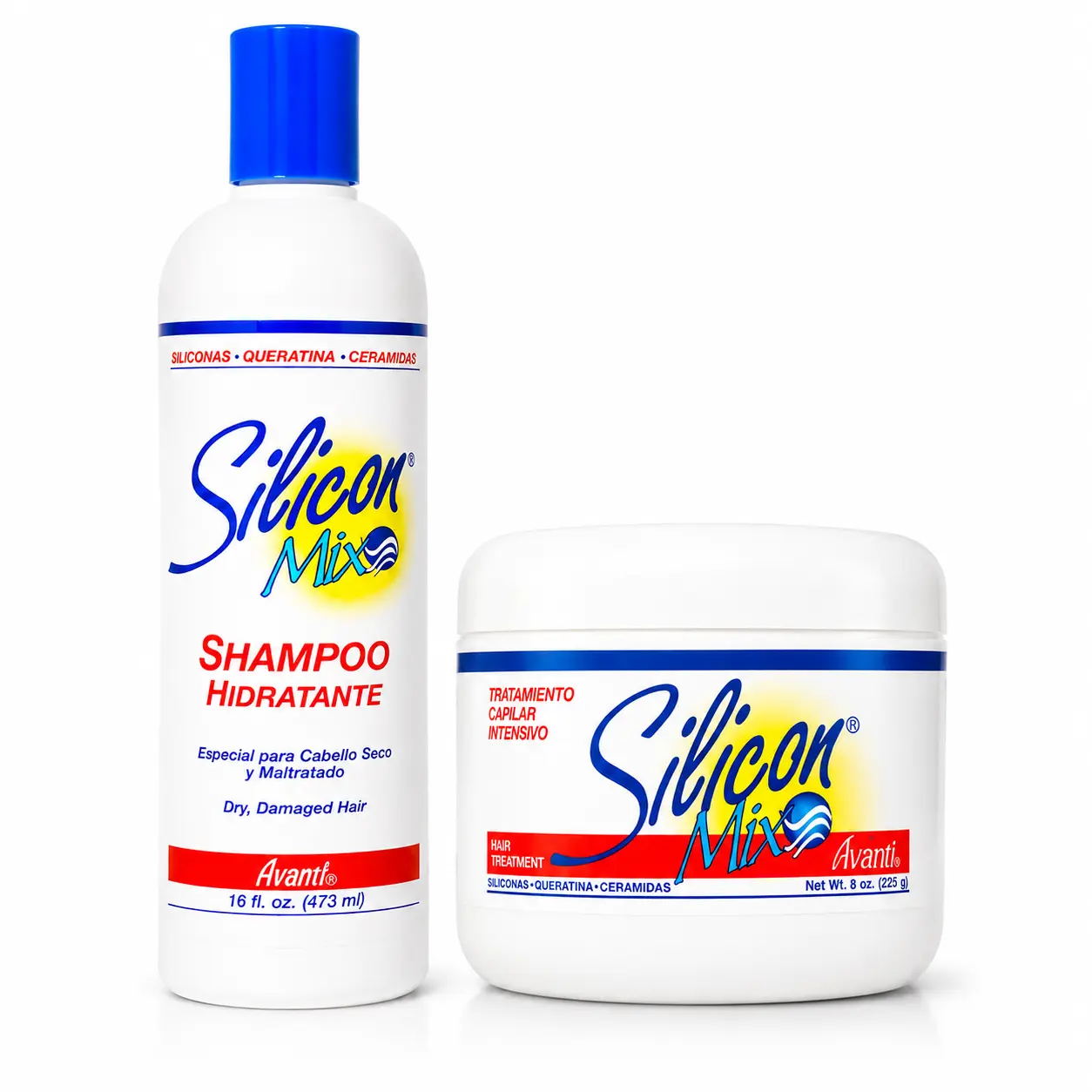 Silicon Mix Hair Treatment & Shampoo 16 oz and 8 oz Combo – Deep Conditioner & Intensive Treatment for Dry, Damaged & Brittle Hair – Moisturizing Formula to Repair, Control Frizz