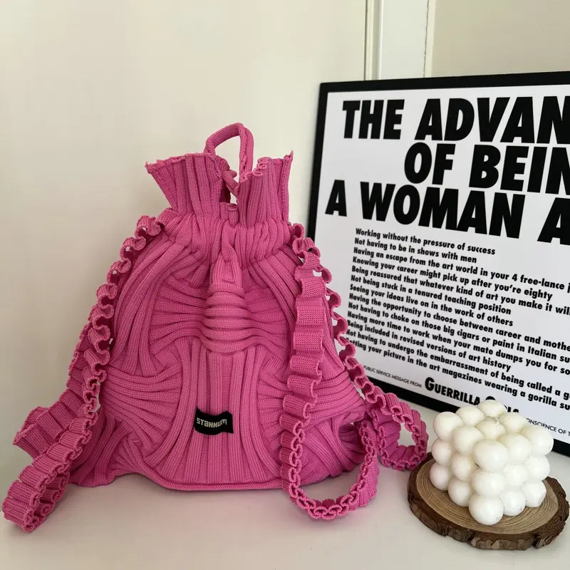 Backpack Lovely Knitting Weave Bag for Women Handbag Casual Multifunctional Bag Backpack Lovely Knitting Weave Bag for Women Handbag Casual Multifunctional Bag