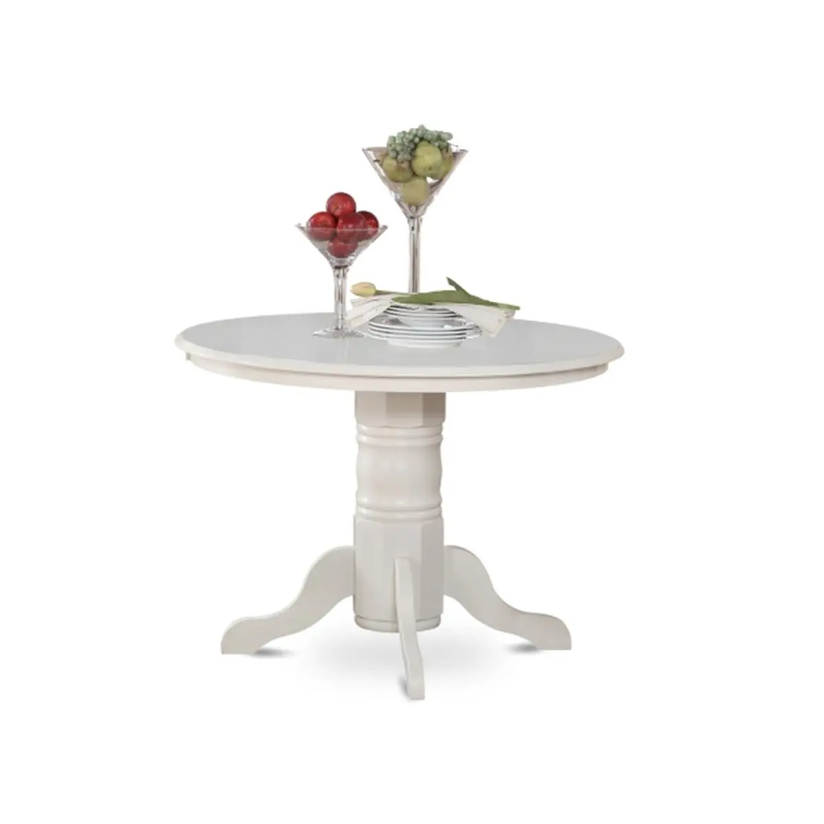 East West Furniture Shelton 42 in. Diameter Round Shape Kitchen Table - Pedestal Base, Clean Lines, Turned Edge