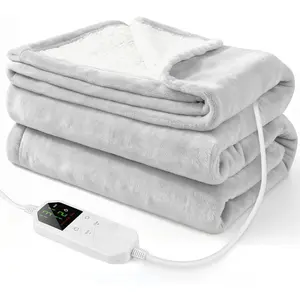 Electric Heated Throw Blanket 50" x 60", Soft Plush Flannel & Sherpa Electric Blanket with 8 Heat Settings, 1-12H Auto-Off, Fast & Even Heating, Machine Wa