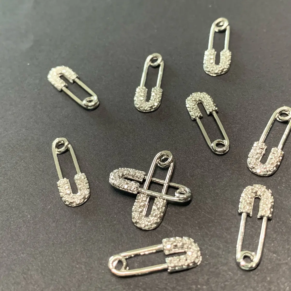 10 Pcs Safety Pin Nail Charms for Nail Art