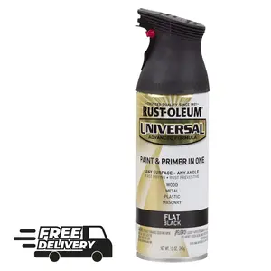 Rust-Oleum 245198 Universal All Surface Spray Paint, 12 oz, Flat Black