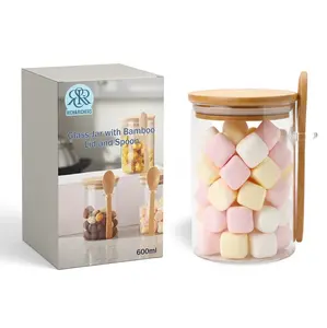 Rich & Riches Glass Container with Bamboo Lid and Spoon 400/600/800ml Air-tight Jar for Coffee Beans Spice Brown Sugar Tea Flour Nuts Candy Salts and More Meal Prep Made Easy