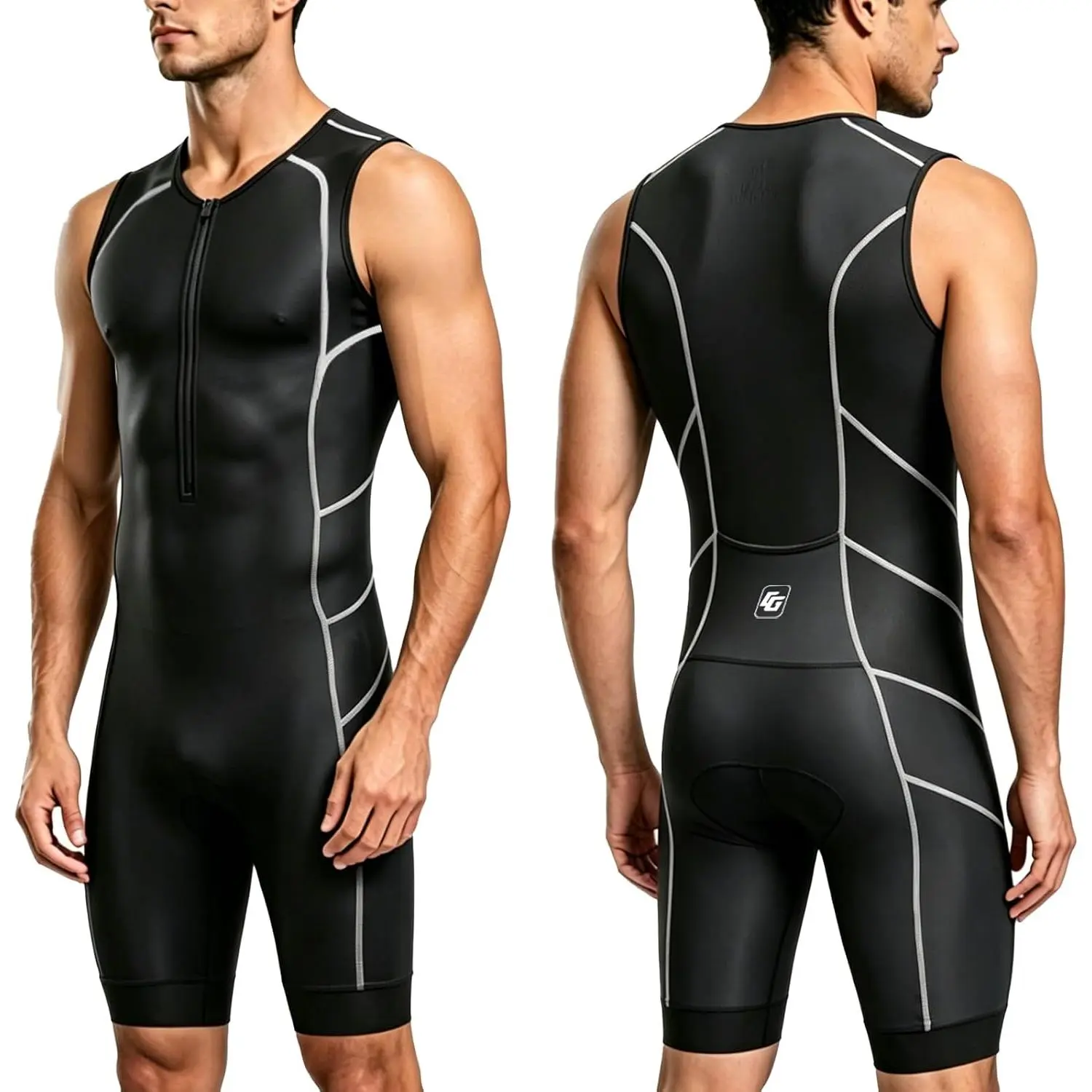 Triathlon Suits Mens - Sleeveless Trisuits  Wet Suit for Running Cycling Swimming