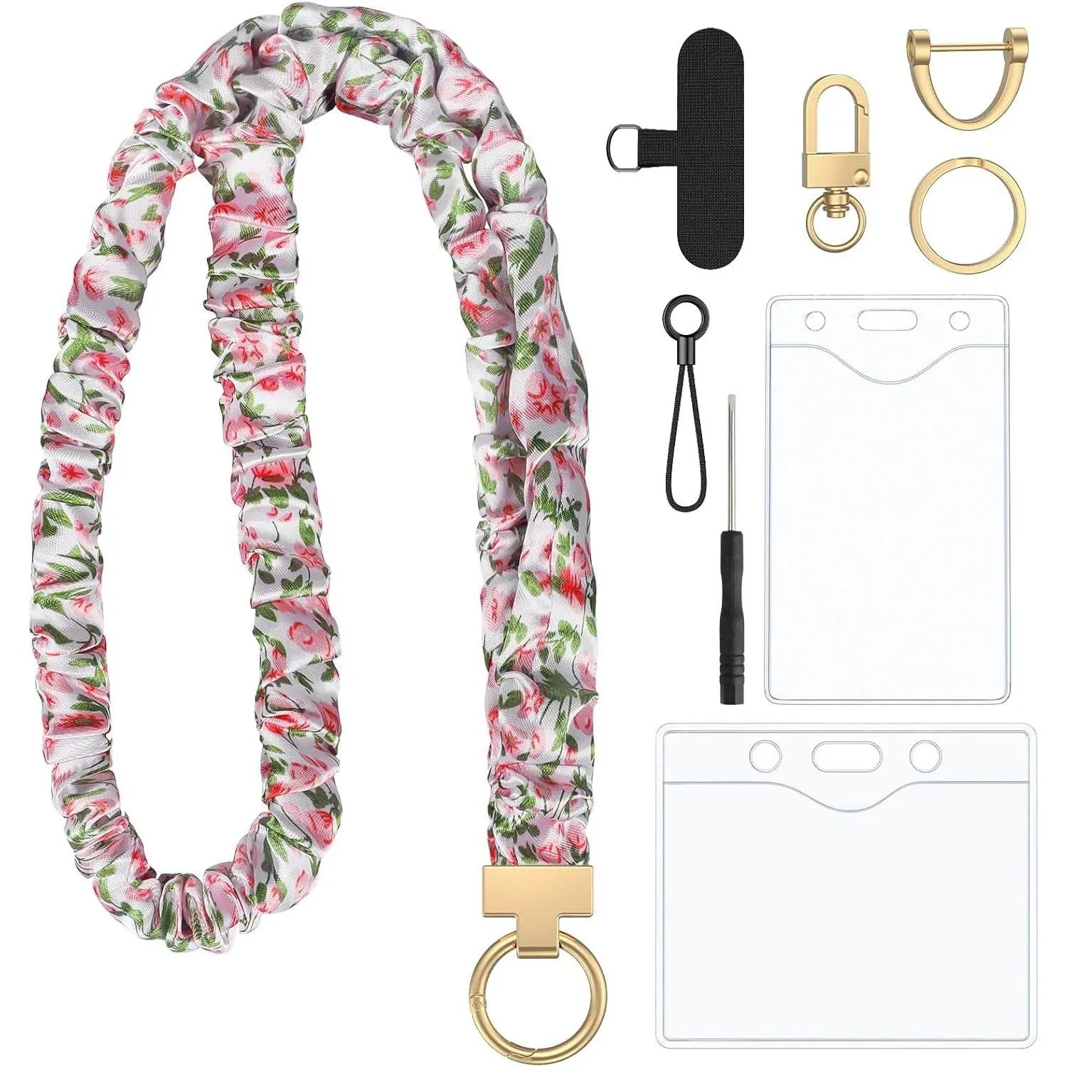 Scrunchie Lanyard, Cute Lanyards for ID Badges, Teacher Lanyard with ID Holder, Stretchy Lanyards for Teachers & Women, Lanyards for ,  Flower  Lanyard