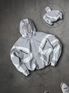 Men's Baseball Jacket High Street Patchwork Print Windproof Coat, Fashion College Style Long Sleeve Outerwear for All Seasons