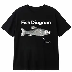 Funny Fish Diagram Meme Graphic Men Clothing Tee Shirt Homme New In Top Short Sleeve Round Neck Printing Pullover T-Shirt