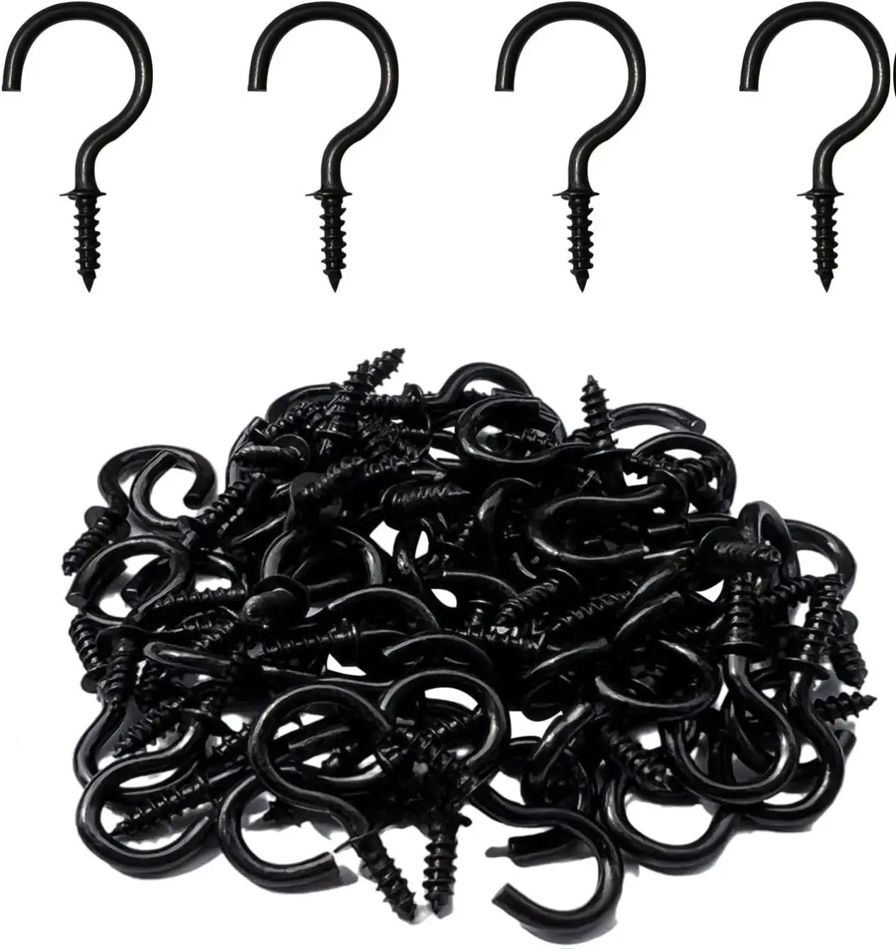 120 Pcs 5/8 Inch Screw-in Cup Hooks, Ceiling Hooks for Hanging, Black 120 Pcs 5/8 Inch Screw-in Cup Hooks, Ceiling Hooks for Hanging, Black