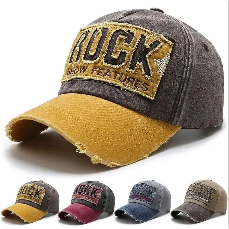 Unisex Adjustable Snapback Trucker Hat - Washed Denim Look, Embroidered Patches, Casual Streetwear, Sun Protection for Outdoor Sports, Do Not Bleach