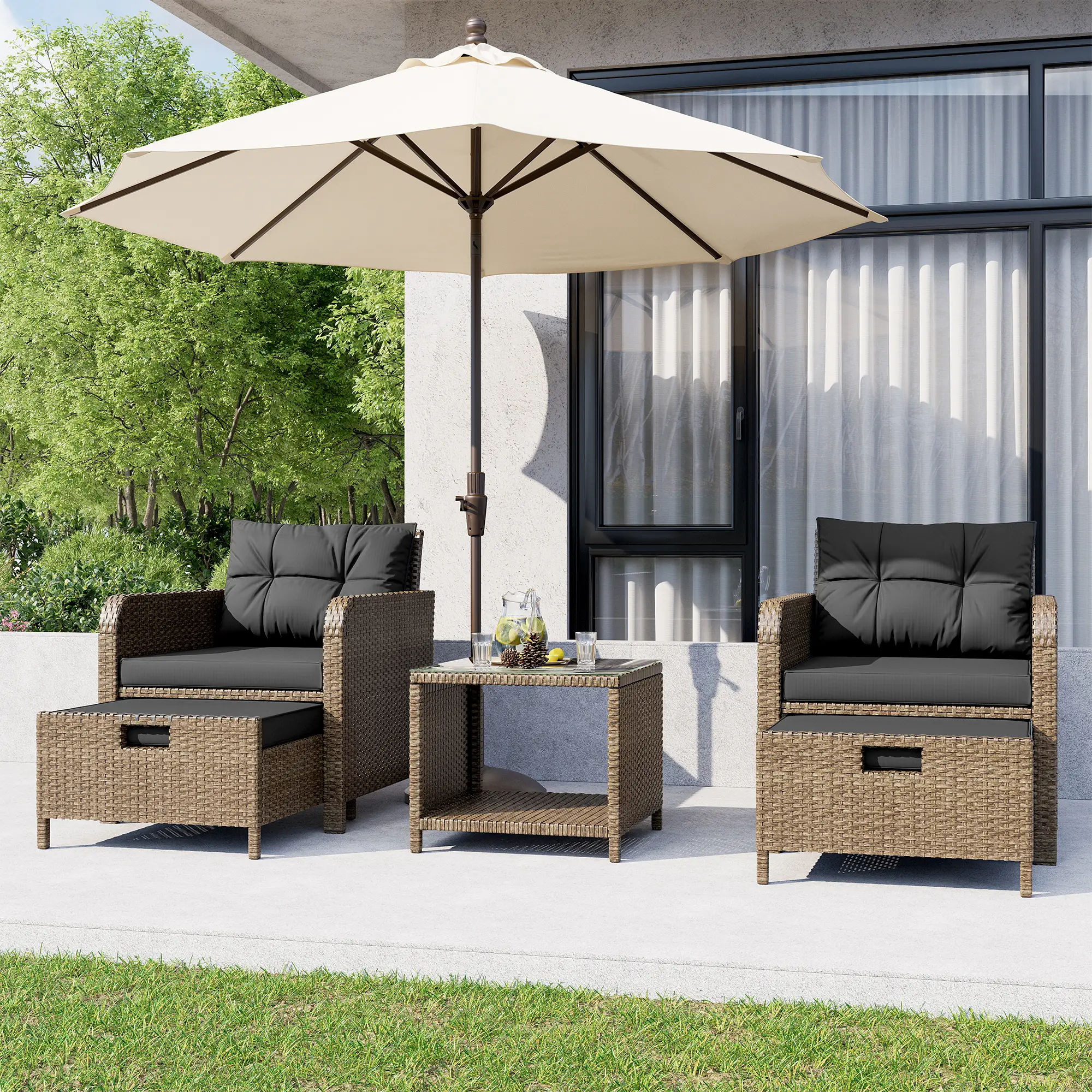 [FallFreshness]LHBCRAFT 5 Pieces patio set, Outdoor patio set, patio furniture set, conversation set, 2 person patio set, ourdoor wicker sofa set