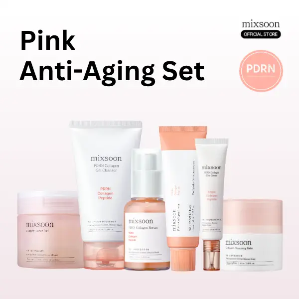 [mixsoon Official] Pink Anti-Aging Set | PDRN + Collagen + Peptide | 6 Full-Size Products | Hydration, Elasticity & Smooth Skin Care |Korean Skincare gift