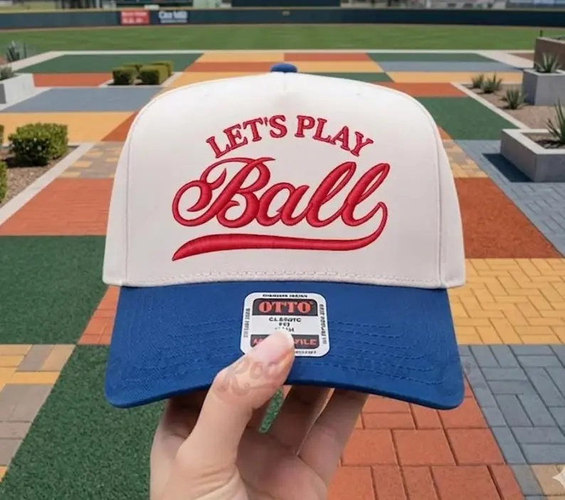 Let’s Play Ball Embroidered Trucker Two Tone Baseball Mom Cap  Softball Game Day Gift Custom Thread Color