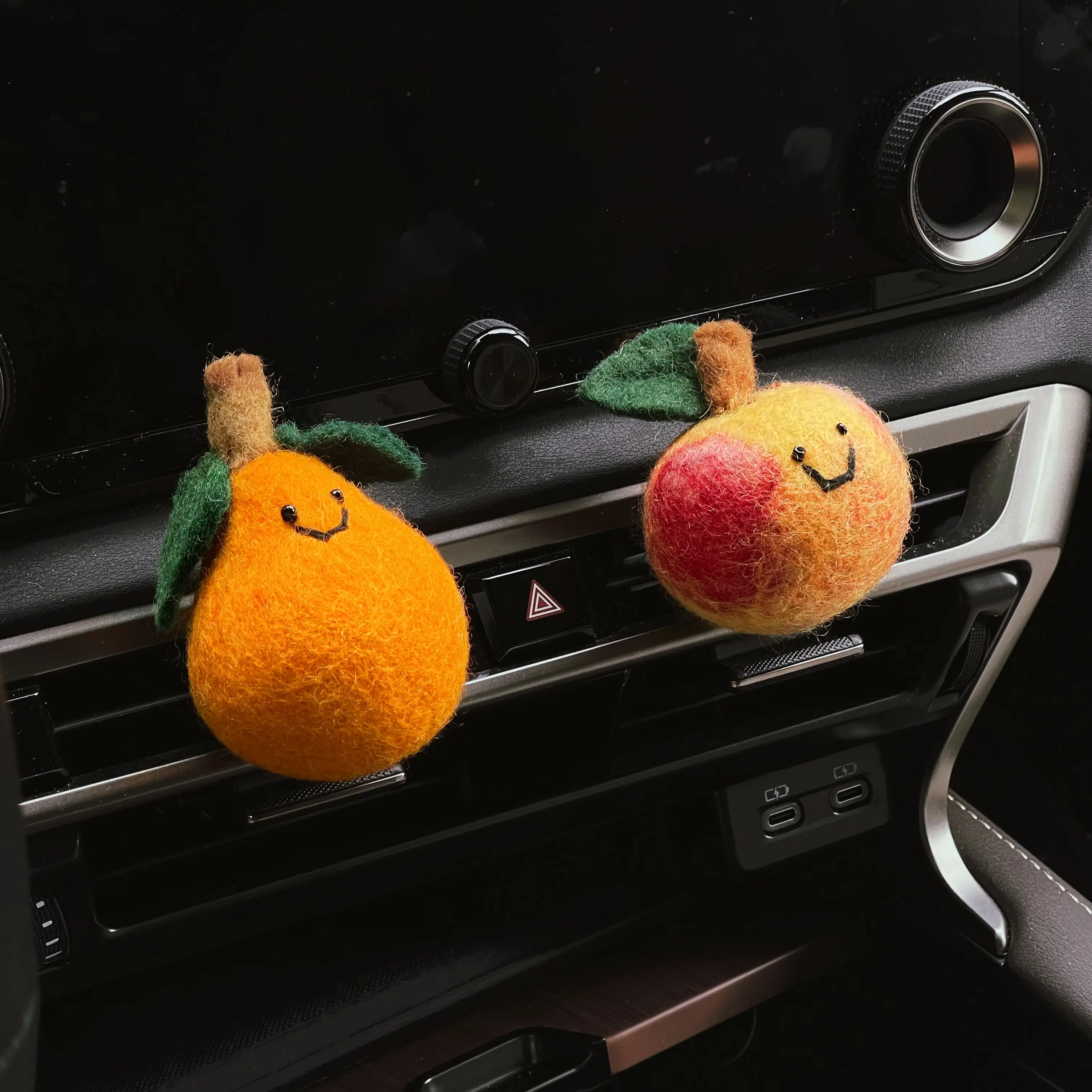 WOOLFOO Fruity Car Vent Diffuser Wool Felt Car Freshener Clip Cute Handmade Aroma Pals Car Decor Gift Ideas