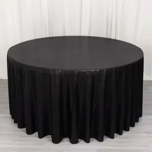 Sequin Dots Polyester Round Tablecloth 120" Black Shimmer - Wrinkle Free & Sparkling Table Cover