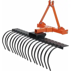 3 Point Hitch Tractor Rake, 50" Landscape Rake Category-0 Cat-1 Tractor with 360 Degree Rotation,Replaceable Spring Steel Tines, Quick Mount for Clearing Brush, Raking Arenas
