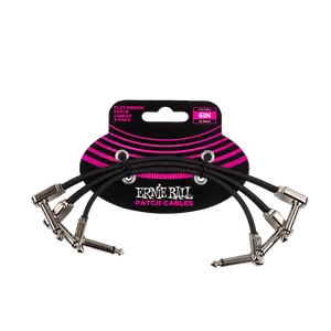 Ernie Ball Flat Ribbon Patch Cable 6in - Black - 3 Pack