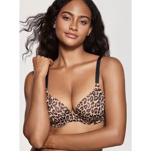 DOBREVA Women's Push Up T-Shirt Bra Underwire Padded Bras Plunge Full Coverage