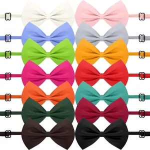 Cindeer 120 Pcs Dog Bow Ties with Adjustable Collar Puppy Neckties Bulk Cat Bowtie Collar Assorted Colors Solid Pet Grooming Bows Dog Grooming Accessories for Small Medium Large Pet,14 Colors