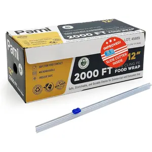 Plastic  Wrap 12" x 2000 FT with Slide  - Safe Cling Stretch Film, , Microwave & Freezer Safe, Durable  Storage Wrap for  & Commercial Use