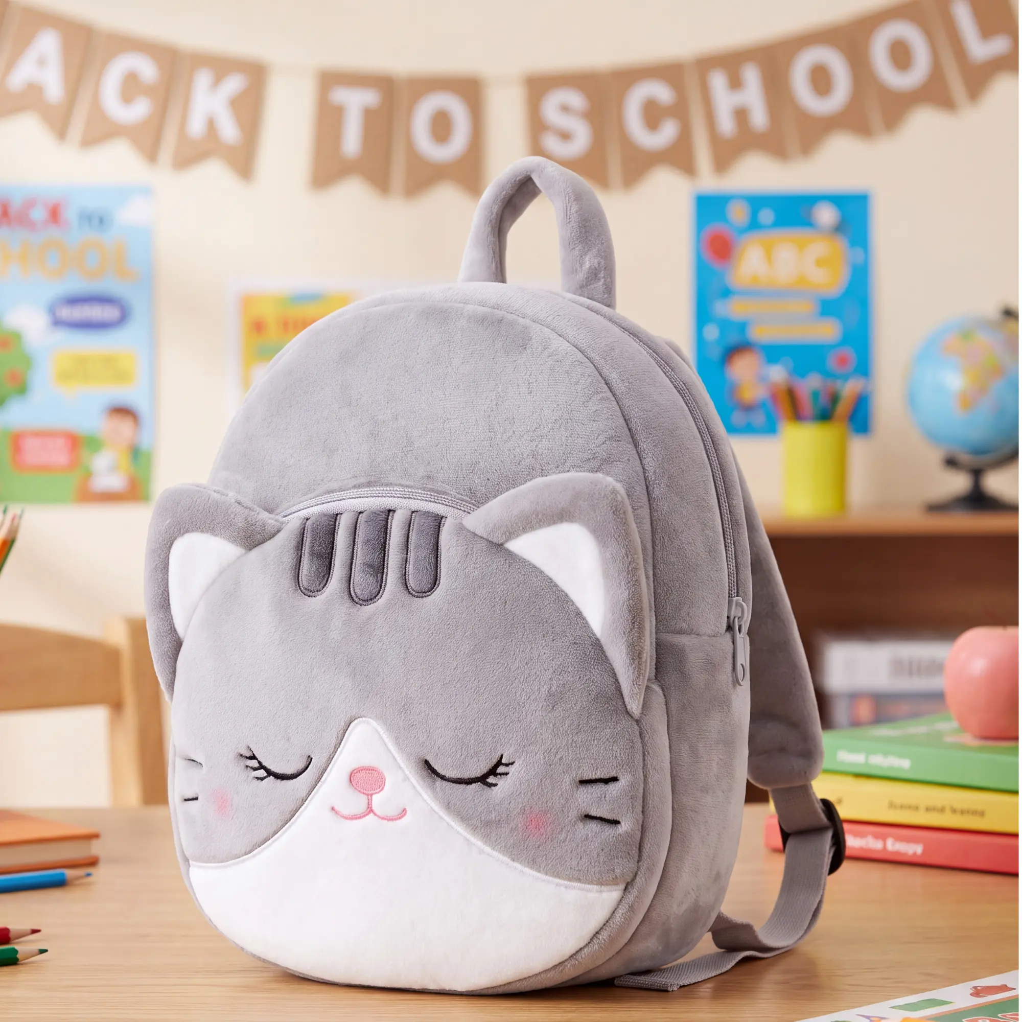 Back to School  Cat Kids Backpack - 11in Kindergarten Toddler Daycare Bookbag with Padded Straps & Water Bottle Pocket for Girls Aged 2-8 #Tiktokbacktoschool