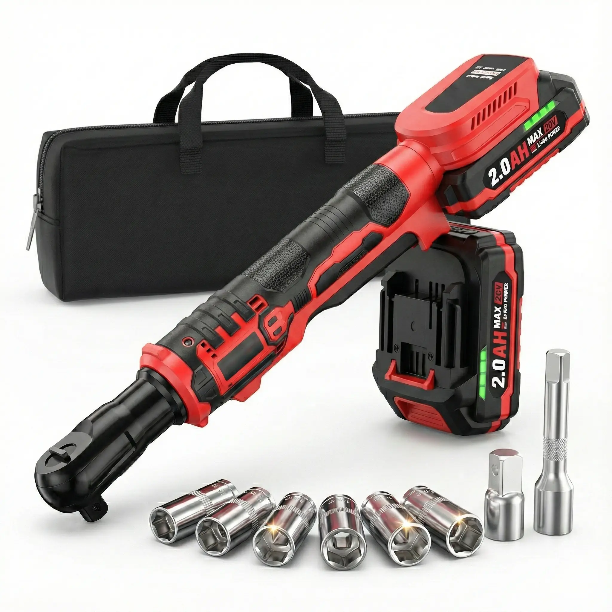 20V Brushless Cordless Variable Ratchet Wrench Set, 3/8" Ratcheting Drive - 88 Ft-lbs High Torque Cordless Power Tools Kit with 2 Batteries, Fast Charger & Sockets for Auto Repair