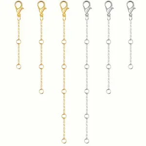 [6/12 Stainless Steel Extension Chain] 6/12 Stainless Steel Necklace Extension Chain, Golden And Silvery Three Sizes, Suitable for Women's Jewelry Production, Necklace Bracelet, Anklet Extension Chain